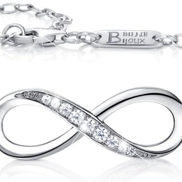 Jewelry - Womens 925 Sterling Silver Infinity Anklet Bracelet Endless Love Symbol Charm Ad